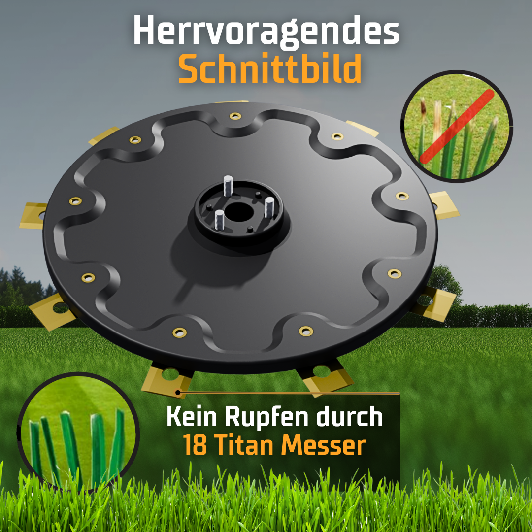 Nahaufnahme des 9-Klingen EasyCut Messertellers für Mamotion Luba 1 AWD und Luba 2 AWD Mähroboter
