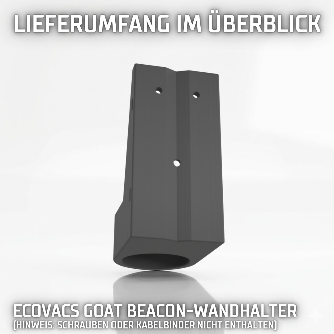 Lieferumfang des GOAT G1 Beacon-Halters in Anthrazit mit Vorrichtung für Schrauben oder Kabelbinder.