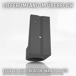 Lieferumfang des GOAT G1 Beacon-Halters in Anthrazit mit Vorrichtung für Schrauben oder Kabelbinder.