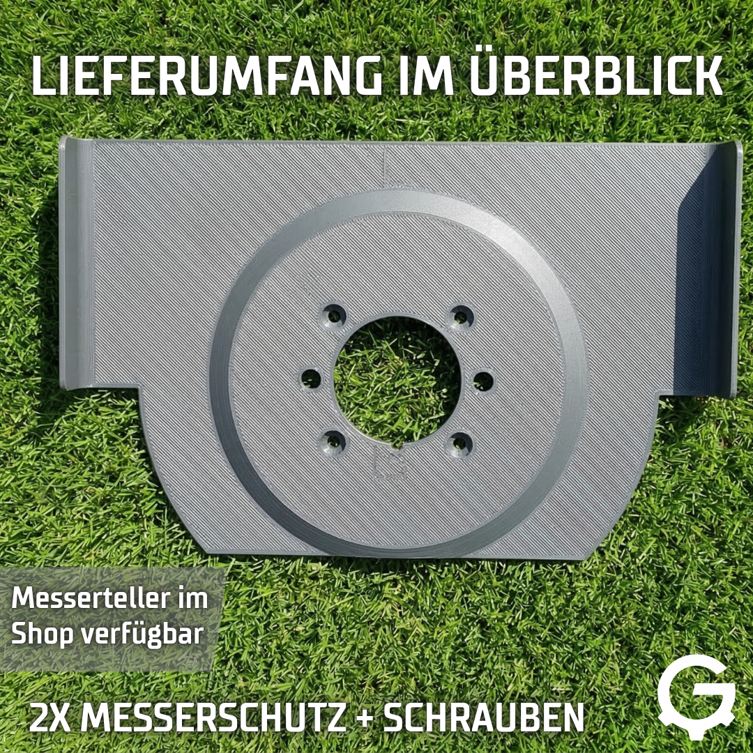 Vergleich: Standard-Messerschutz vs. XXL-Messerschutz für Eufy Mähroboter.