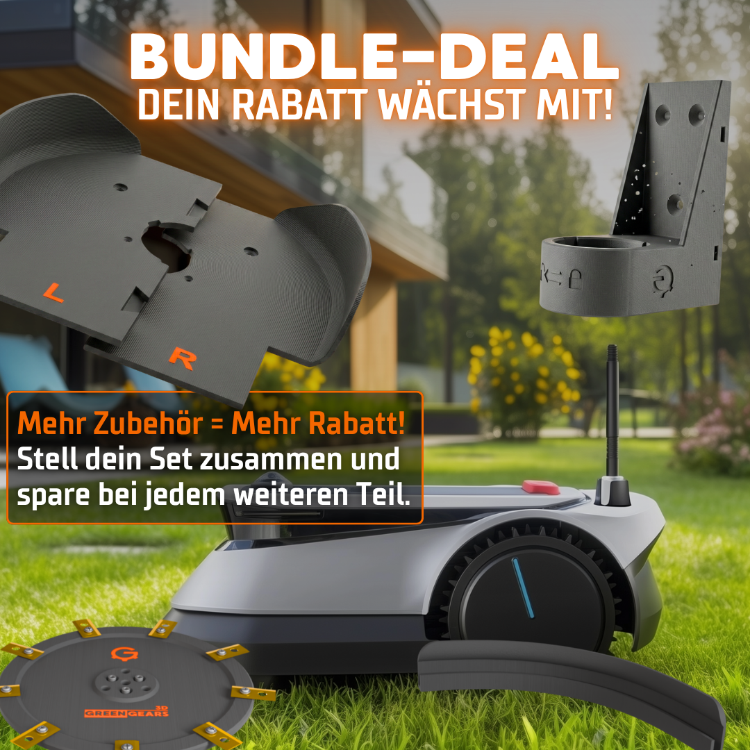 GreenGears3D 9-Klingen Tuning-Messerteller für ECOVACS GOAT G1, GX und O-Serie Mähroboter in Anthrazit für feineres Mulch-Ergebnis.
