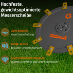 Gewichtsoptimiertes Design: GreenGears3D Tuning-Messerteller für Ecovacs Goat Mähroboter mit ultraleichter Leichtbau-Konstruktion zur Reduzierung von Motorverschleiß und Erhöhung der Akkulaufzeit.