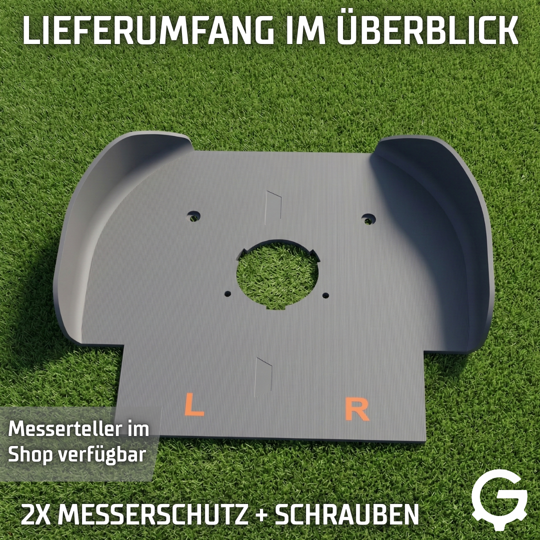 Detailansicht der Montagepunkte am Ecovacs GOAT XXL-Messerschutz für einfache Installation.