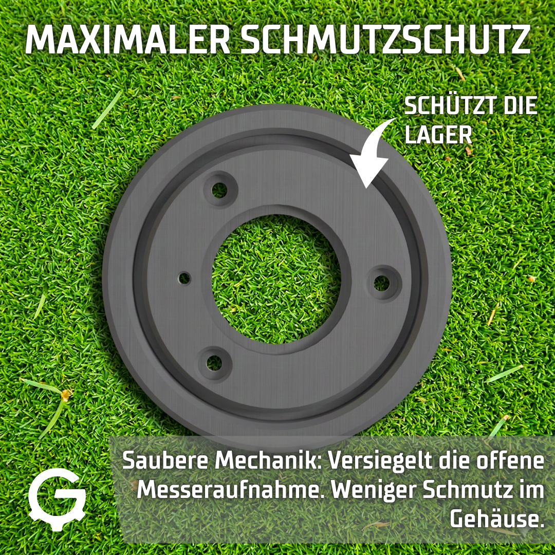 Detailansicht der montierten Schmutzschutz-Ringe unter dem Luba Messerschutz.