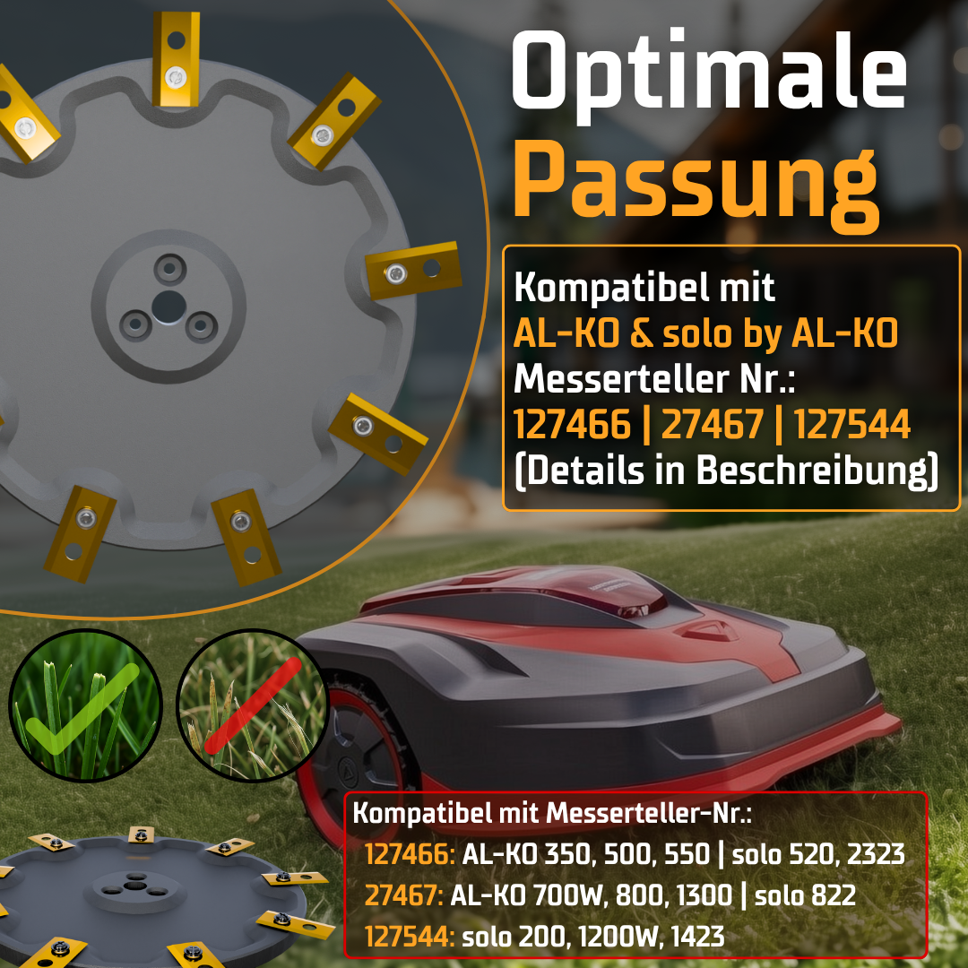 AL-KO & SOLO Robolinho 9-Klingen EasyCut Tuning Messerteller - Mulching-Messerscheibe für maximale Schnittleistung