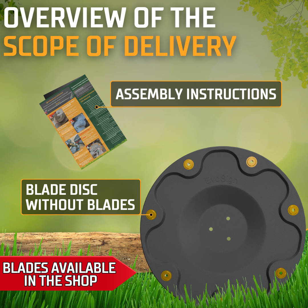 Side view of EvoSign 7-Blade mower blade disc for ECOVACS GOAT G1, G1-800, G1-2000 robotic lawn mower